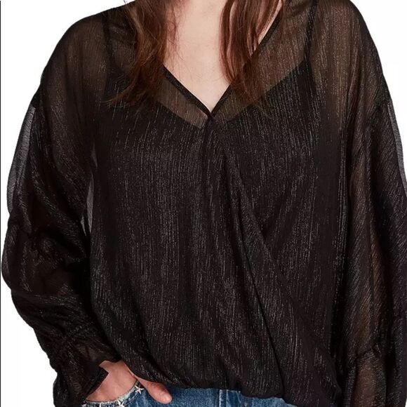 All Saints Hattie  Black blouse top xs sheer - Picture 3 of 10